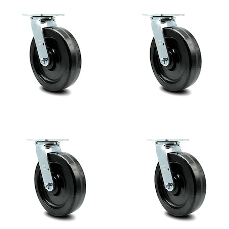 Service Caster 8 Inch Phenolic Swivel Caster Set with Roller Bearing and Swivel Lock SCC SCC-30CS820-PHR-BSL-4